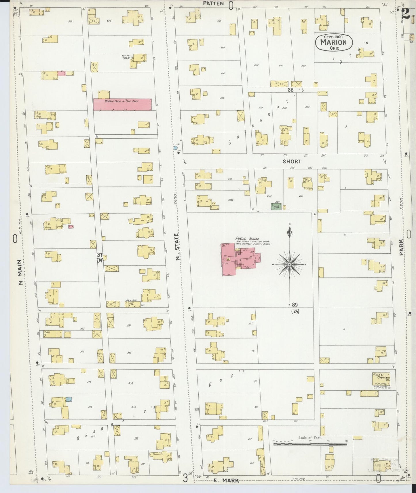 Sanborn Fire Insurance Map from Marion, Marion County, Ohio (1900), Sheet #0002 - Complete Map Set gallery image, historic Sanborn map, vintage wall art, Ohio Ohio
