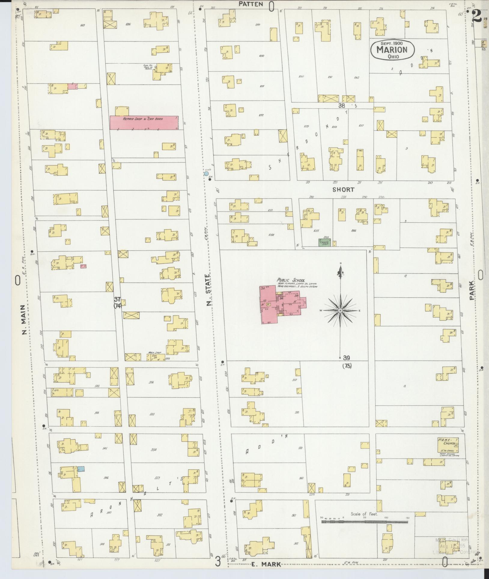 Sanborn Fire Insurance Map from Marion, Marion County, Ohio (1900), Sheet #0002 - Complete Map Set gallery image, historic Sanborn map, vintage wall art, Ohio Ohio