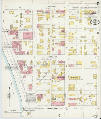Sanborn Fire Insurance Map from Tell City, Perry County, Indiana (1898), Sheet #0005 - Historic Sanborn Fire Insurance Map Print, vintage old map wall art, antique decor, genealogy gift, Indiana Indiana map