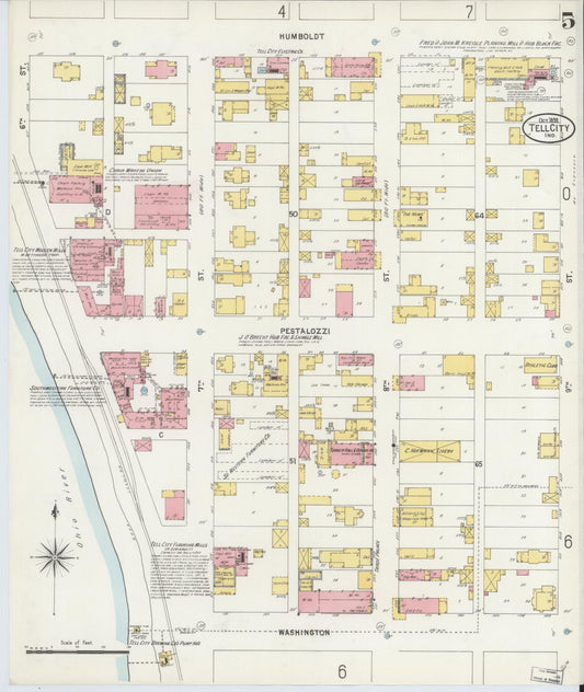 Sanborn Fire Insurance Map from Tell City, Perry County, Indiana (1898), Sheet #0005 - Historic Sanborn Fire Insurance Map Print, vintage old map wall art, antique decor, genealogy gift, Indiana Indiana map