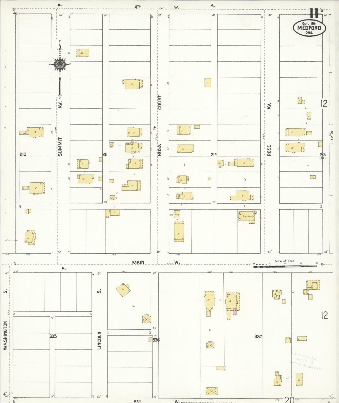 Sanborn Fire Insurance Map from Medford, Jackson County, Oregon (1911), Sheet #0011 - Complete Map Set gallery image, historic Sanborn map, vintage wall art, Oregon Oregon