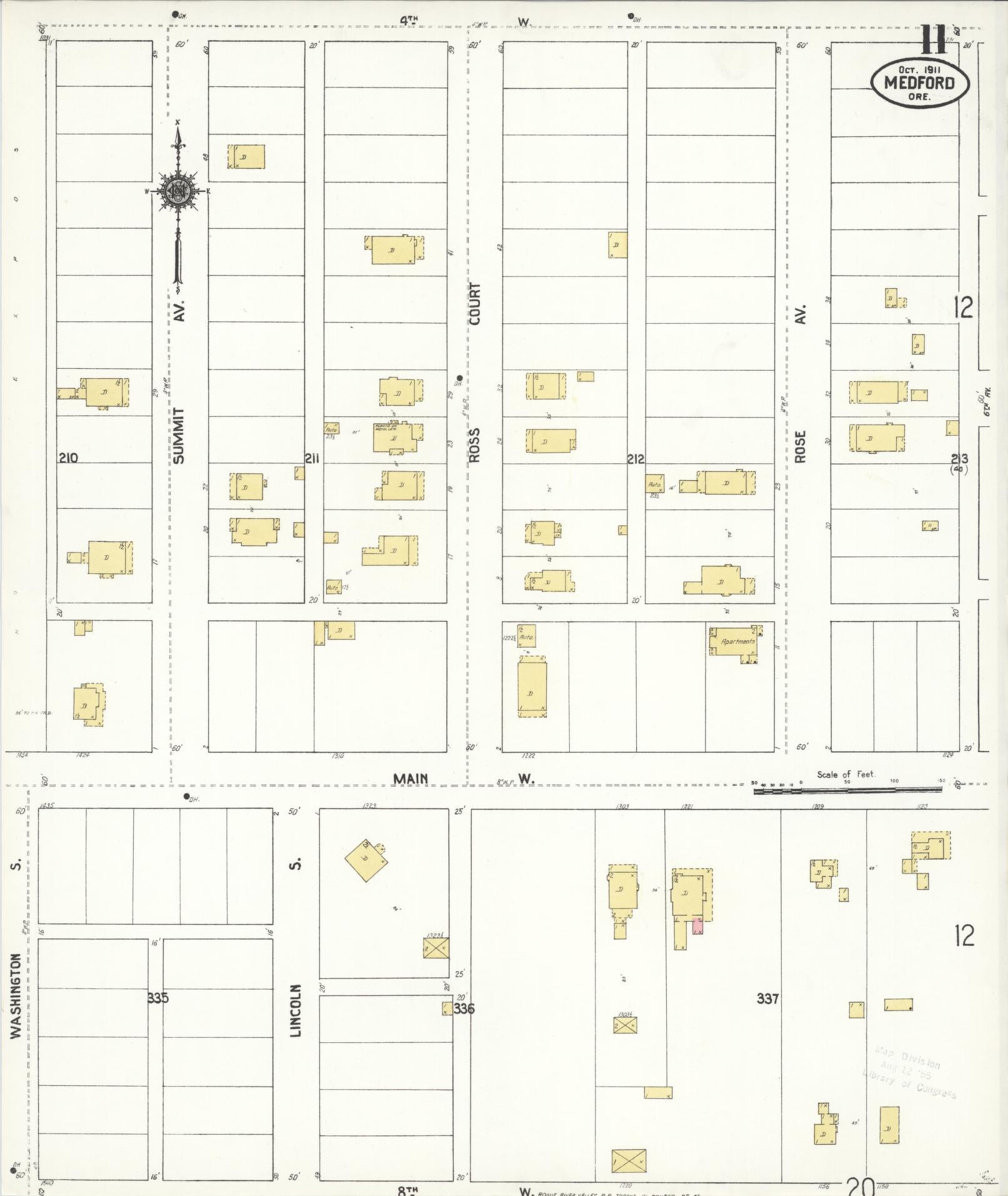 Sanborn Fire Insurance Map from Medford, Jackson County, Oregon (1911), Sheet #0011 - Complete Map Set gallery image, historic Sanborn map, vintage wall art, Oregon Oregon