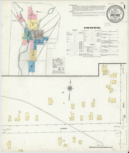Sanborn Fire Insurance Map from Arcade, Wyoming County, New York (1912), Sheet #0001 - Complete Map Set gallery image, historic Sanborn map, vintage wall art, New York New York