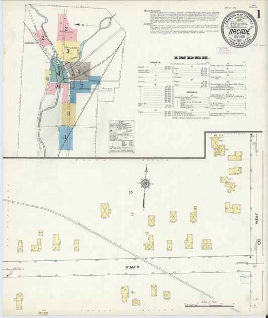 Sanborn Fire Insurance Map from Arcade, Wyoming County, New York (1912), Sheet #0001 - Complete Map Set gallery image, historic Sanborn map, vintage wall art, New York New York