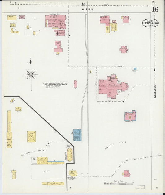 Sanborn Fire Insurance Map from Fort Collins, Larimer County, Colorado (1906), Sheet #0016 - Historic Sanborn Fire Insurance Map Print, vintage old map wall art, antique decor, genealogy gift, Colorado Colorado map