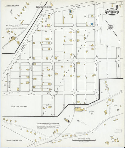 Sanborn Fire Insurance Map from Waynesboro, Independent Cities, Virginia (1920), Sheet #0008 - Complete Map Set gallery image, historic Sanborn map, vintage wall art, Virginia Virginia