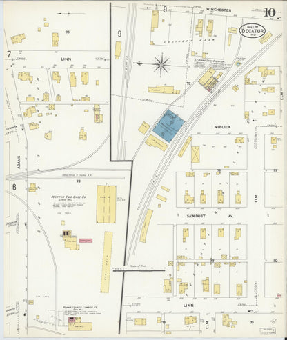 Sanborn Fire Insurance Map from Decatur, Adams County, Indiana (1907), Sheet #0010 - Historic Sanborn Fire Insurance Map Print, vintage old map wall art, antique decor, genealogy gift, Indiana Indiana map