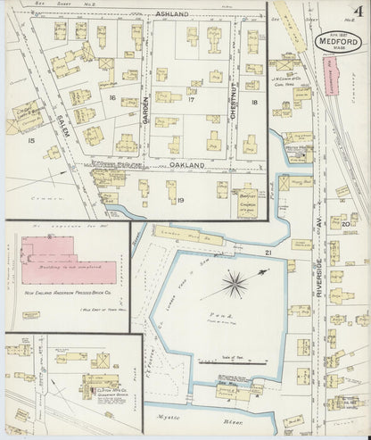 Sanborn Fire Insurance Map from Medford, Middlesex County, Massachusetts (1887), Sheet #0004 - Complete Map Set gallery image, historic Sanborn map, vintage wall art, Massachusetts Massachusetts