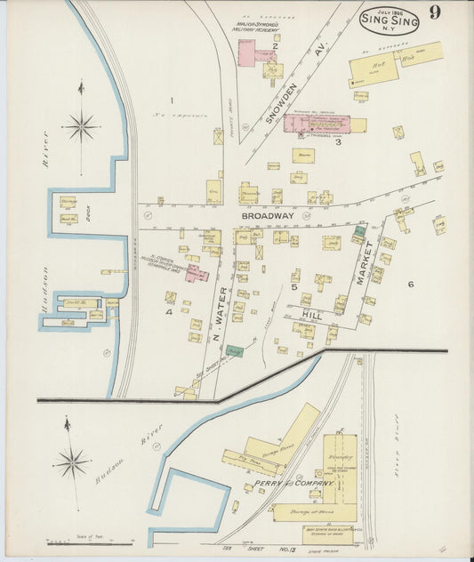 Sanborn Fire Insurance Map from Sing Sing, Westchester County, New York (1886), Sheet #0009 - Historic Sanborn Fire Insurance Map Print, vintage old map wall art, antique decor, genealogy gift, New York New York map