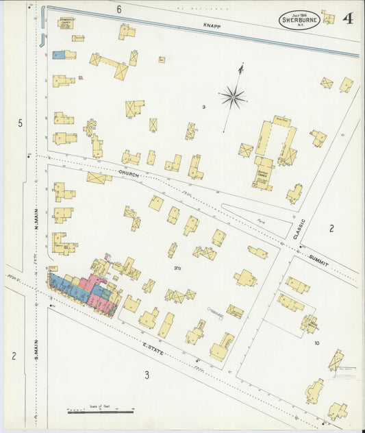 Sanborn Fire Insurance Map from Sherburne, Chenango County, New York (1906), Sheet #0004 - Historic Sanborn Fire Insurance Map Print, vintage old map wall art, antique decor, genealogy gift, New York New York map
