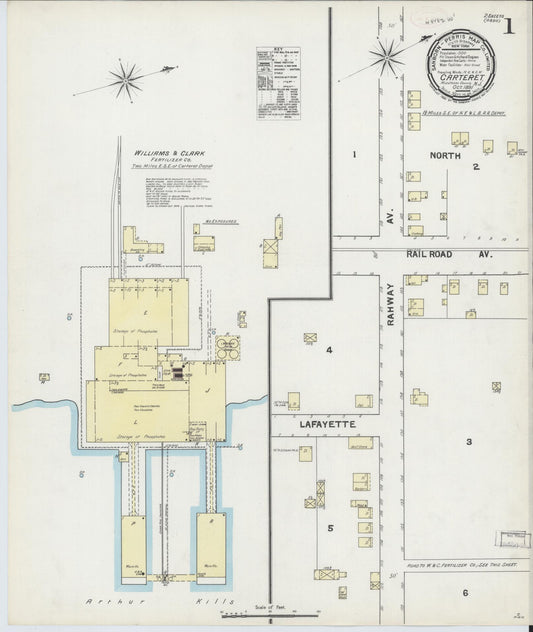 Sanborn Fire Insurance Map from Carteret, Middlesex County, New Jersey (1891), Sheet #0001 - Complete Map Set gallery image, historic Sanborn map, vintage wall art, New Jersey New Jersey