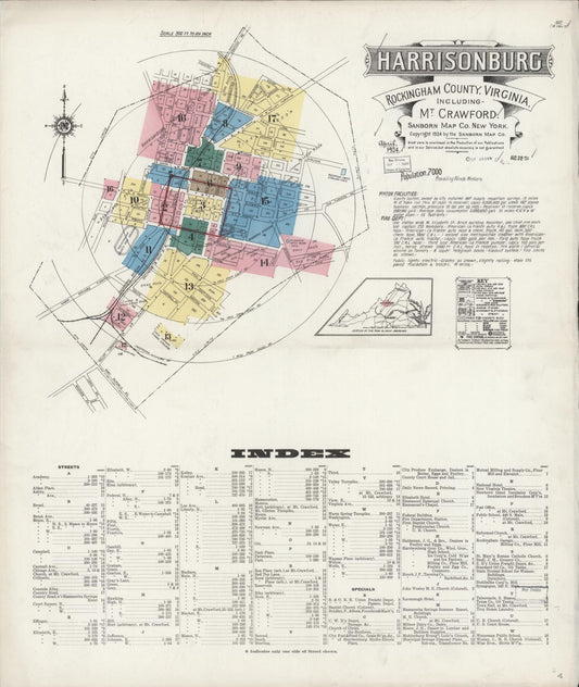 Sanborn Fire Insurance Map from Harrisonburg, Independent Cities, Virginia. (1924) – Historic Sanborn Fire Insurance Map Print