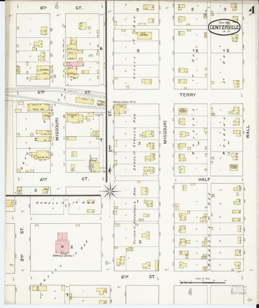 Sanborn Fire Insurance Map from Centerville, Appanoose County, Iowa (1893), Sheet #0004 - Historic Sanborn Fire Insurance Map Print, vintage old map wall art