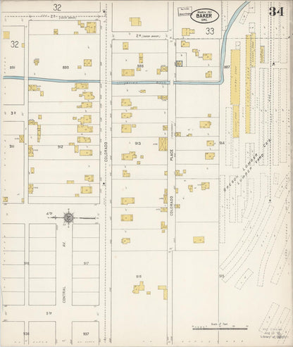 Sanborn Fire Insurance Map from Baker, Baker County, Oregon (1911), Sheet #0034 - Complete Map Set gallery image, historic Sanborn map, vintage wall art, Oregon Oregon