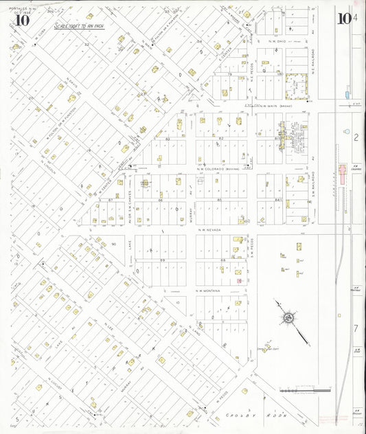 Sanborn Fire Insurance Map from Portales, Roosevelt County, New Mexico (1938), Sheet #0010 - Historic Sanborn Fire Insurance Map Print, vintage old map wall art, antique decor, genealogy gift, New Mexico New Mexico map