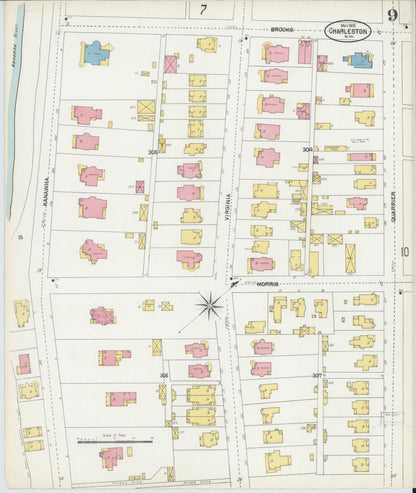 Sanborn Fire Insurance Map from Charleston, Kanawha County, West Virginia (1902), Sheet #0009 - Complete Map Set gallery image, historic Sanborn map, vintage wall art, West Virginia West Virginia