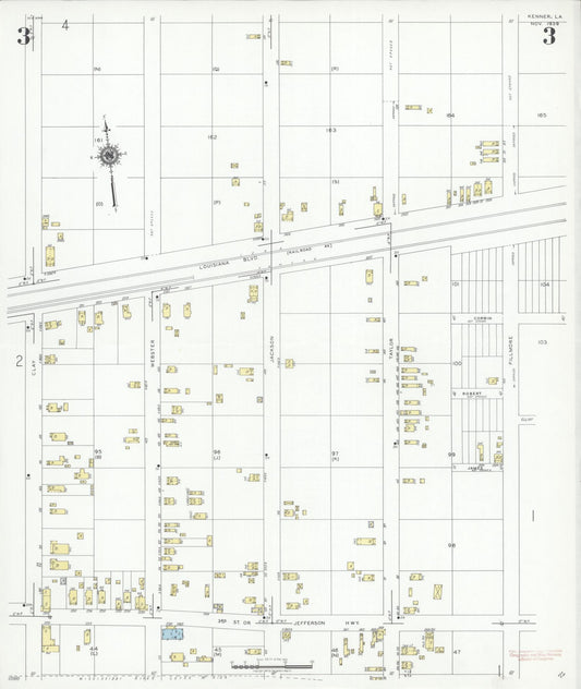 Sanborn Fire Insurance Map from Kenner, Jefferson Parish, Louisiana (1939), Sheet #0003 - Historic Sanborn Fire Insurance Map Print, vintage old map wall art, antique decor, genealogy gift, Louisiana Louisiana map