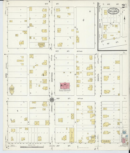 Sanborn Fire Insurance Map from Doland, Spink County, South Dakota (1916), Sheet #0002 - Complete Map Set gallery image, historic Sanborn map, vintage wall art, South Dakota South Dakota