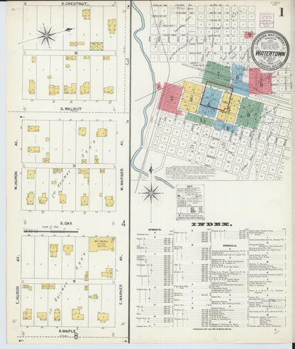 Sanborn Fire Insurance Map from Watertown, Codington County, South Dakota (1904), Sheet #0001 - Complete Map Set gallery image, historic Sanborn map, vintage wall art, South Dakota South Dakota