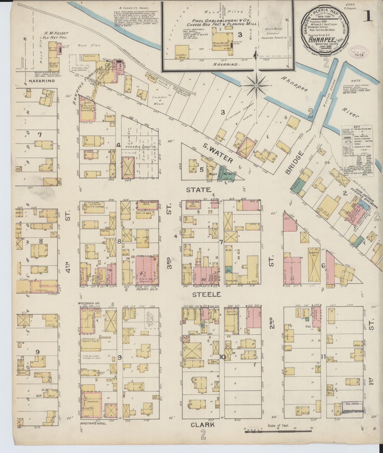 Sanborn Fire Insurance Map from Ahnapee, Kewaunee County, Wisconsin (1894), Sheet #0001 - Complete Map Set gallery image, historic Sanborn map, vintage wall art, Wisconsin Wisconsin