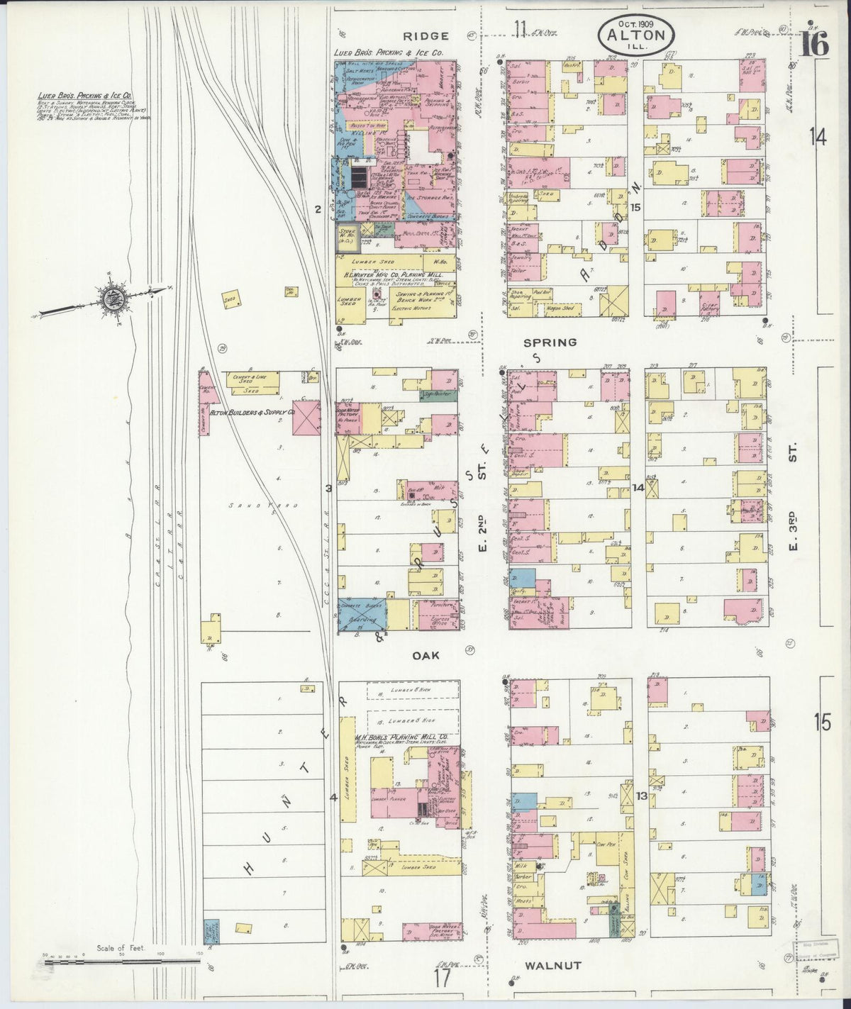 Sanborn Fire Insurance Map from Alton, Madison County, Illinois (1909), Sheet #0016 - Complete Map Set gallery image, historic Sanborn map, vintage wall art, Illinois Illinois