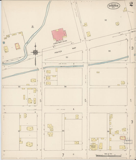 Sanborn Fire Insurance Map from Sparks, Washoe County, Nevada (1912), Sheet #0002 - Historic Sanborn Fire Insurance Map Print, vintage old map wall art, antique decor, genealogy gift, Nevada Nevada map