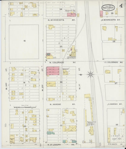 Sanborn Fire Insurance Map from Hastings, Adams County, Nebraska (1894), Sheet #0004 - Complete Map Set gallery image, historic Sanborn map, vintage wall art, Nebraska Nebraska