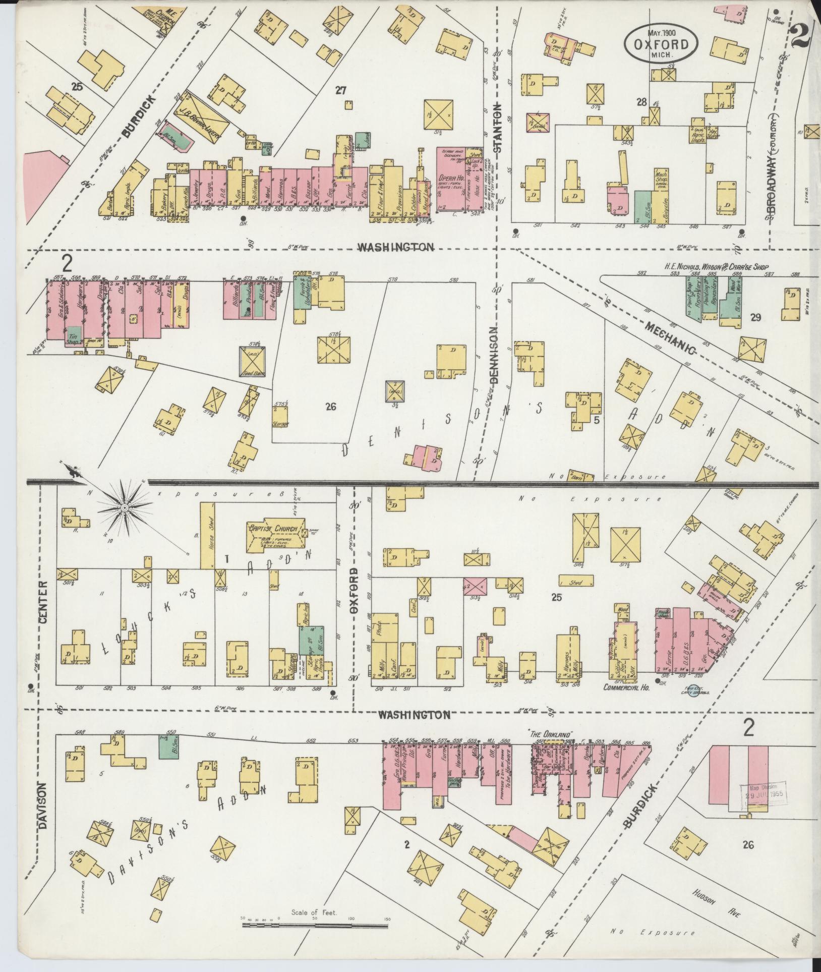 Sanborn Fire Insurance Map from Oxford, Oakland County, Michigan (1900), Sheet #0002 - Complete Map Set gallery image, historic Sanborn map, vintage wall art, Michigan Michigan