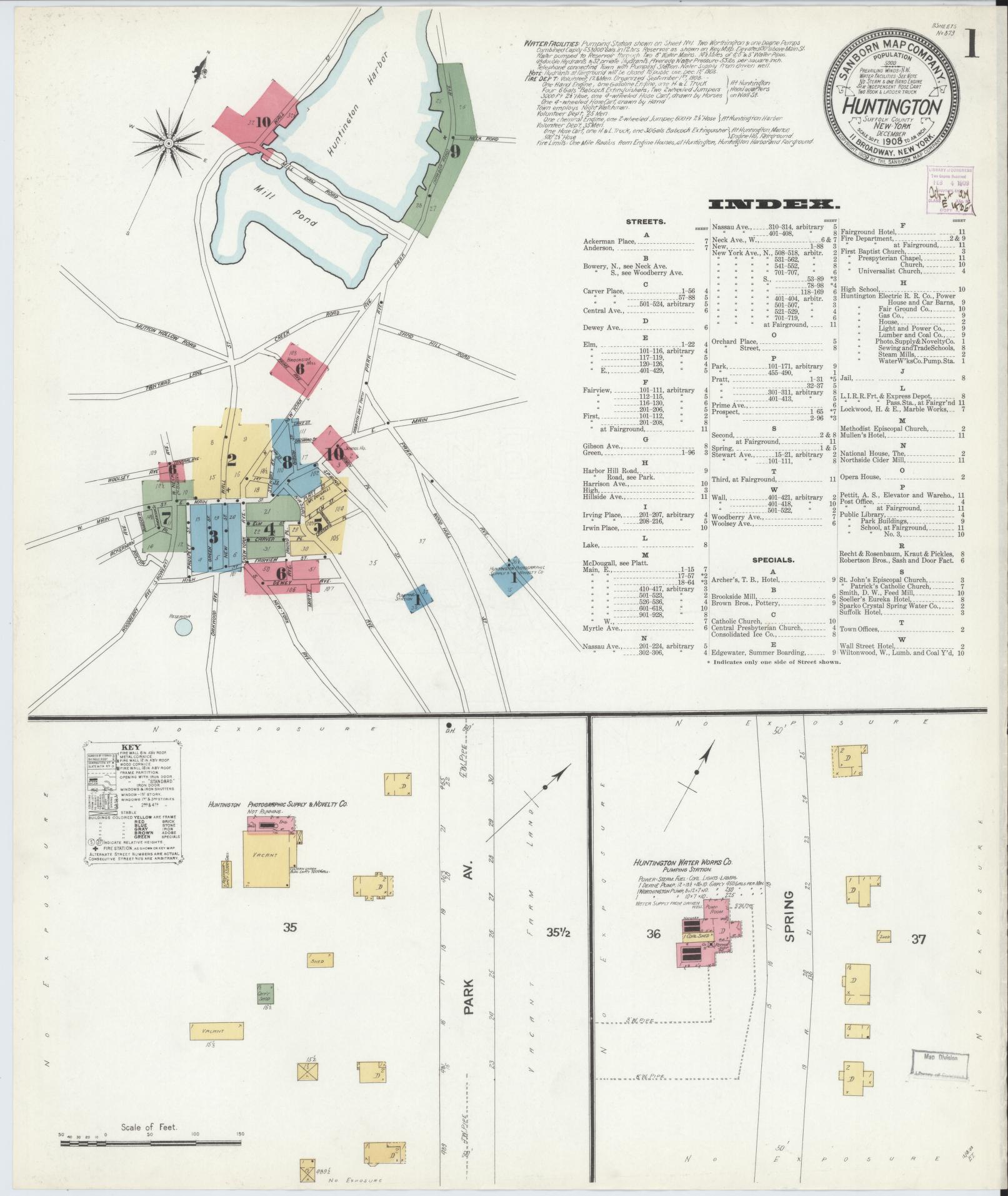 Sanborn Fire Insurance Map from Huntington, Suffolk County, New York. (1908) – Historic Sanborn Fire Insurance Map Print