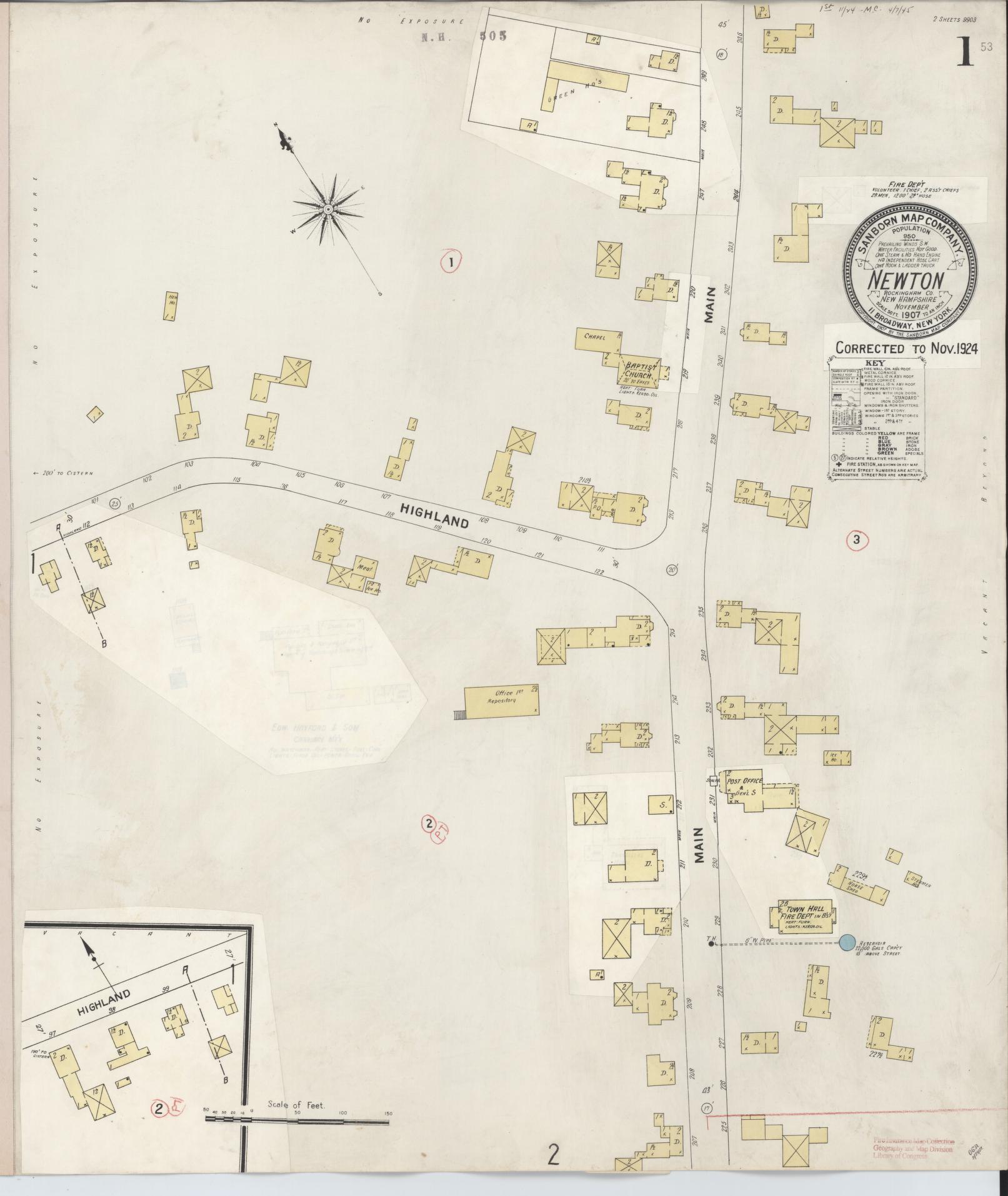 Sanborn Fire Insurance Map from Newton, Rockingham County, New Hampshire. (1924) – Historic Sanborn Fire Insurance Map Print
