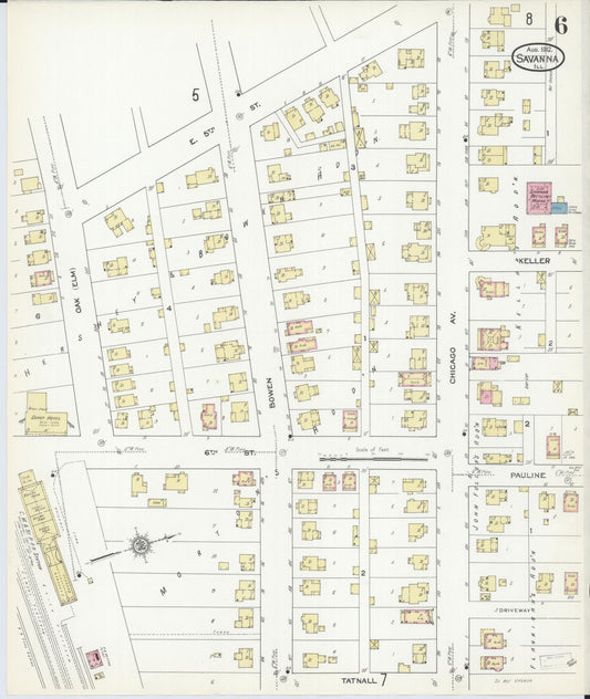 Sanborn Fire Insurance Map from Savanna, Carroll County, Illinois (1912), Sheet #0006 - Historic Sanborn Fire Insurance Map Print, vintage old map wall art, antique decor, genealogy gift, Illinois Illinois map