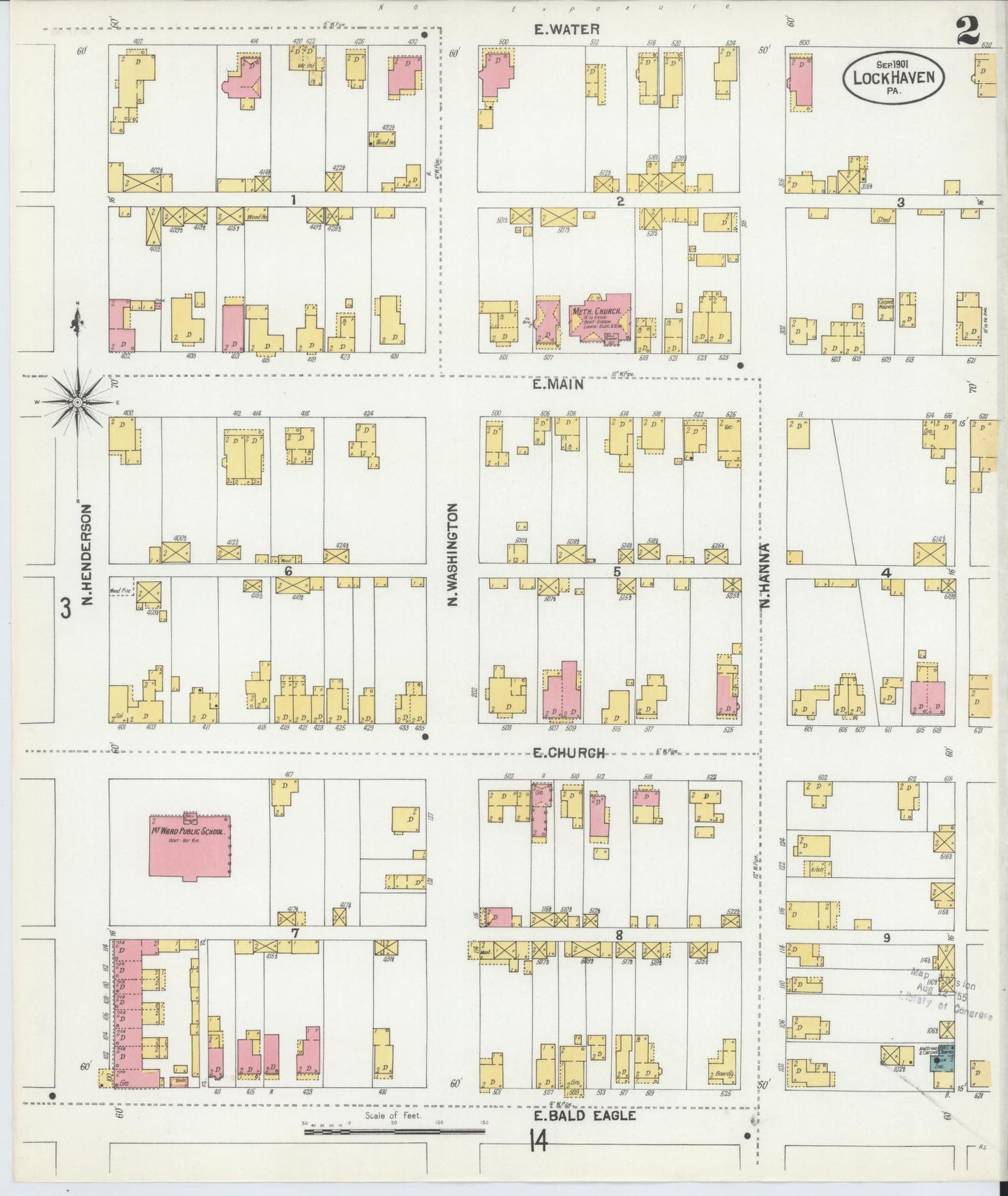 Sanborn Fire Insurance Map from Lock Haven, Clinton County, Pennsylvania (1901), Sheet #0002 - Complete Map Set gallery image, historic Sanborn map, vintage wall art, Pennsylvania Pennsylvania