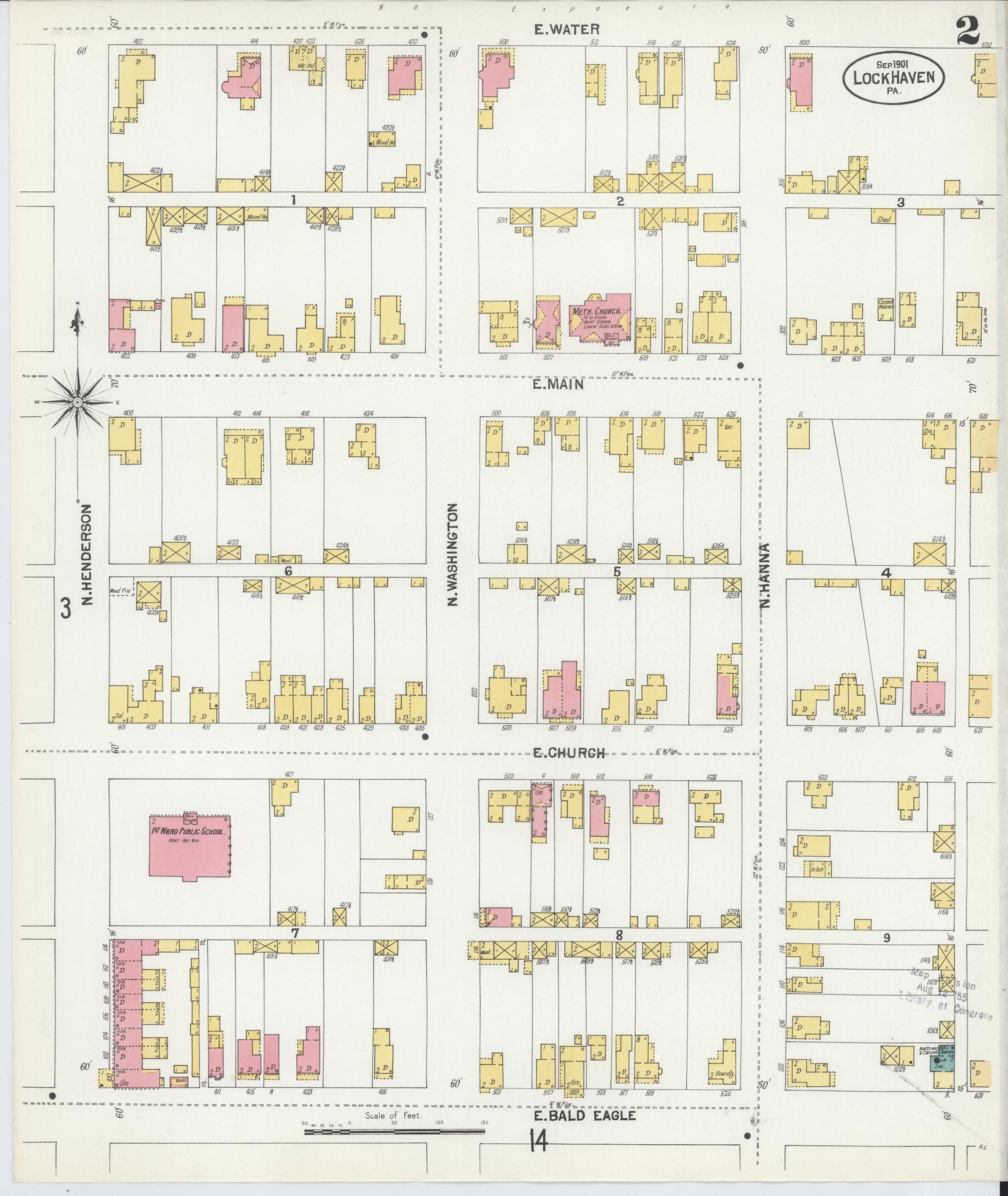 Sanborn Fire Insurance Map from Lock Haven, Clinton County, Pennsylvania (1901), Sheet #0002 - Complete Map Set gallery image, historic Sanborn map, vintage wall art, Pennsylvania Pennsylvania