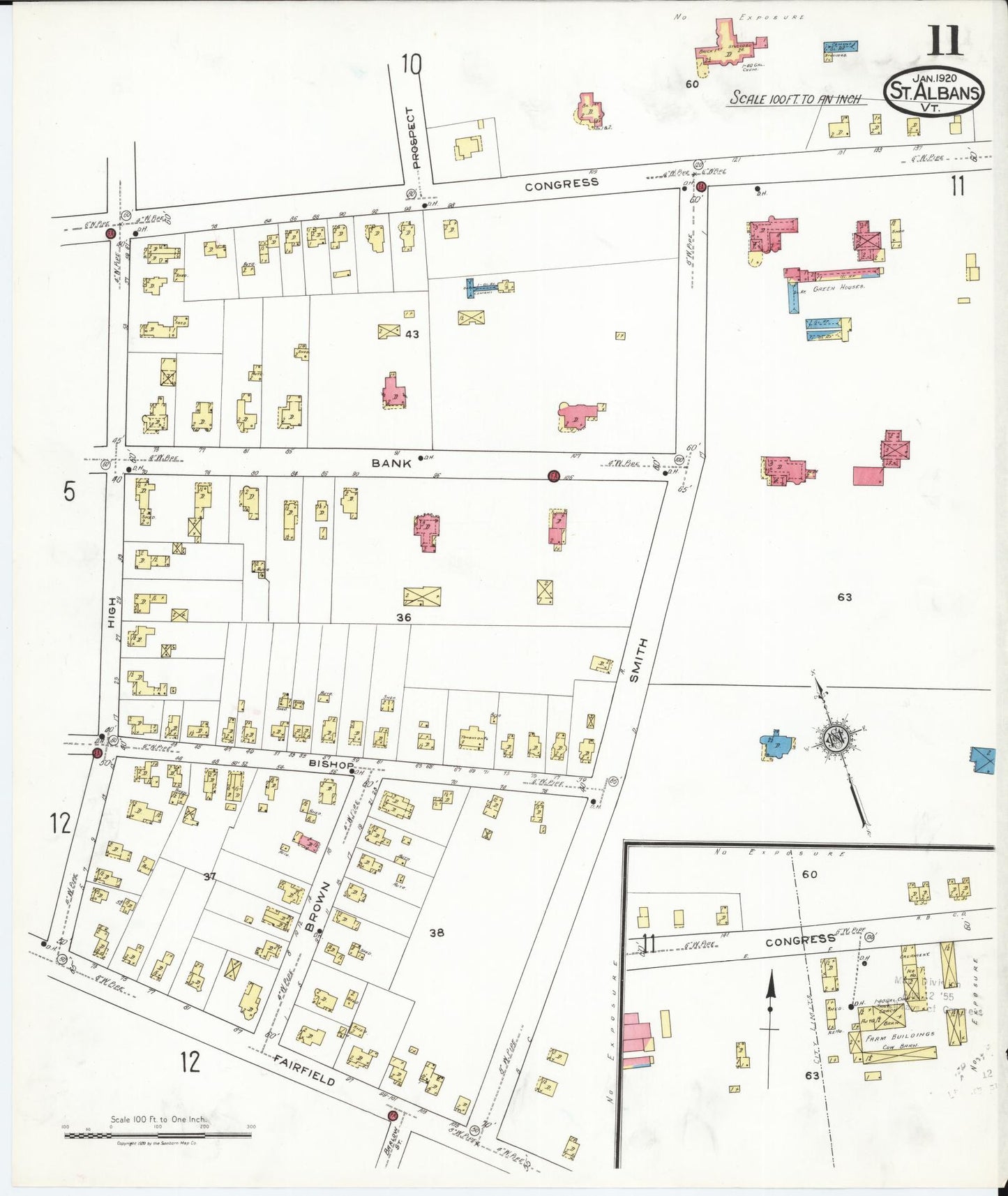 Sanborn Fire Insurance Map from Saint Albans, Franklin County, Vermont (1920), Sheet #0011 - Complete Map Set gallery image, historic Sanborn map, vintage wall art, Vermont Vermont