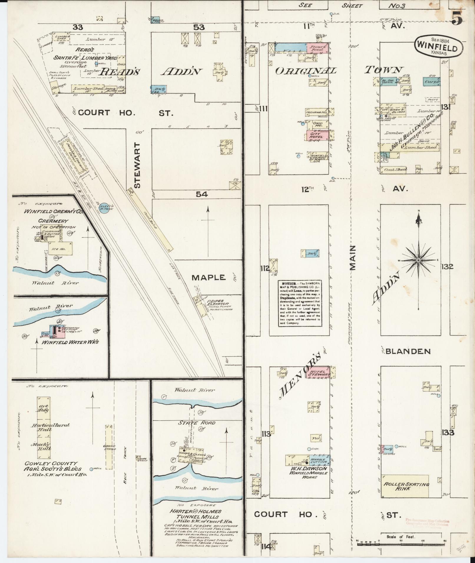 Sanborn Fire Insurance Map from Winfield, Cowley County, Kansas (1884), Sheet #0005 - Complete Map Set gallery image, historic Sanborn map, vintage wall art, Kansas Kansas