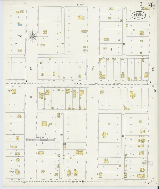 Sanborn Fire Insurance Map from Perry, Noble County, Oklahoma (1898), Sheet #0004 - Historic Sanborn Fire Insurance Map Print, vintage old map wall art, antique decor, genealogy gift, Oklahoma Oklahoma map
