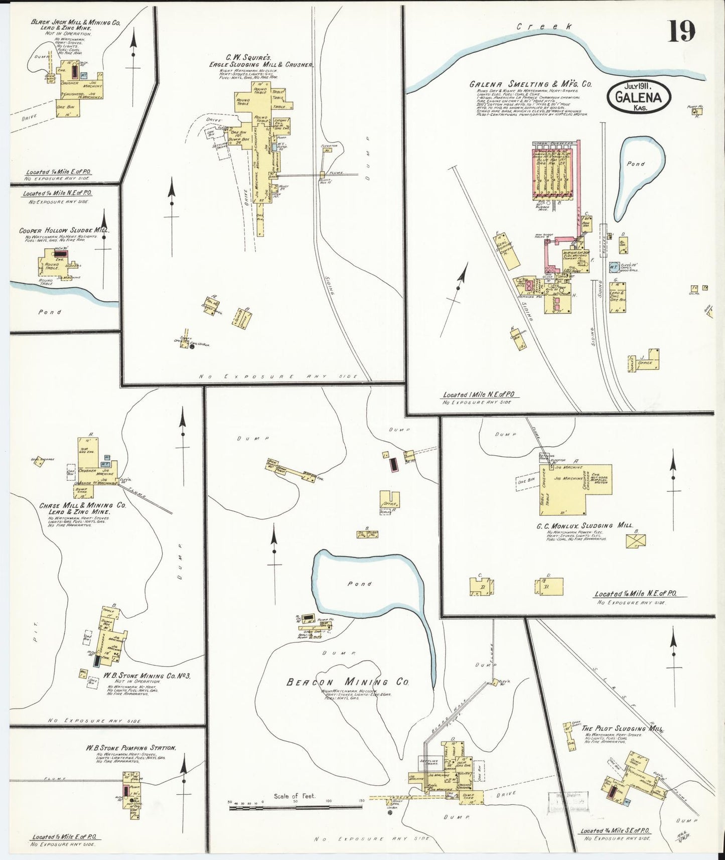 Sanborn Fire Insurance Map from Galena, Cherokee County, Kansas (1911), Sheet #0019 - Complete Map Set gallery image, historic Sanborn map, vintage wall art, Kansas Kansas