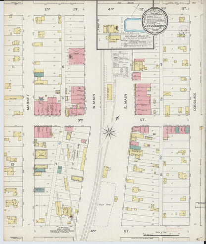 Sanborn Fire Insurance Map from Lee's Summit, Jackson County, Missouri (1893), Sheet #0001 - Historic Sanborn Fire Insurance Map Print, vintage old map wall art, antique decor, genealogy gift, Missouri Missouri map