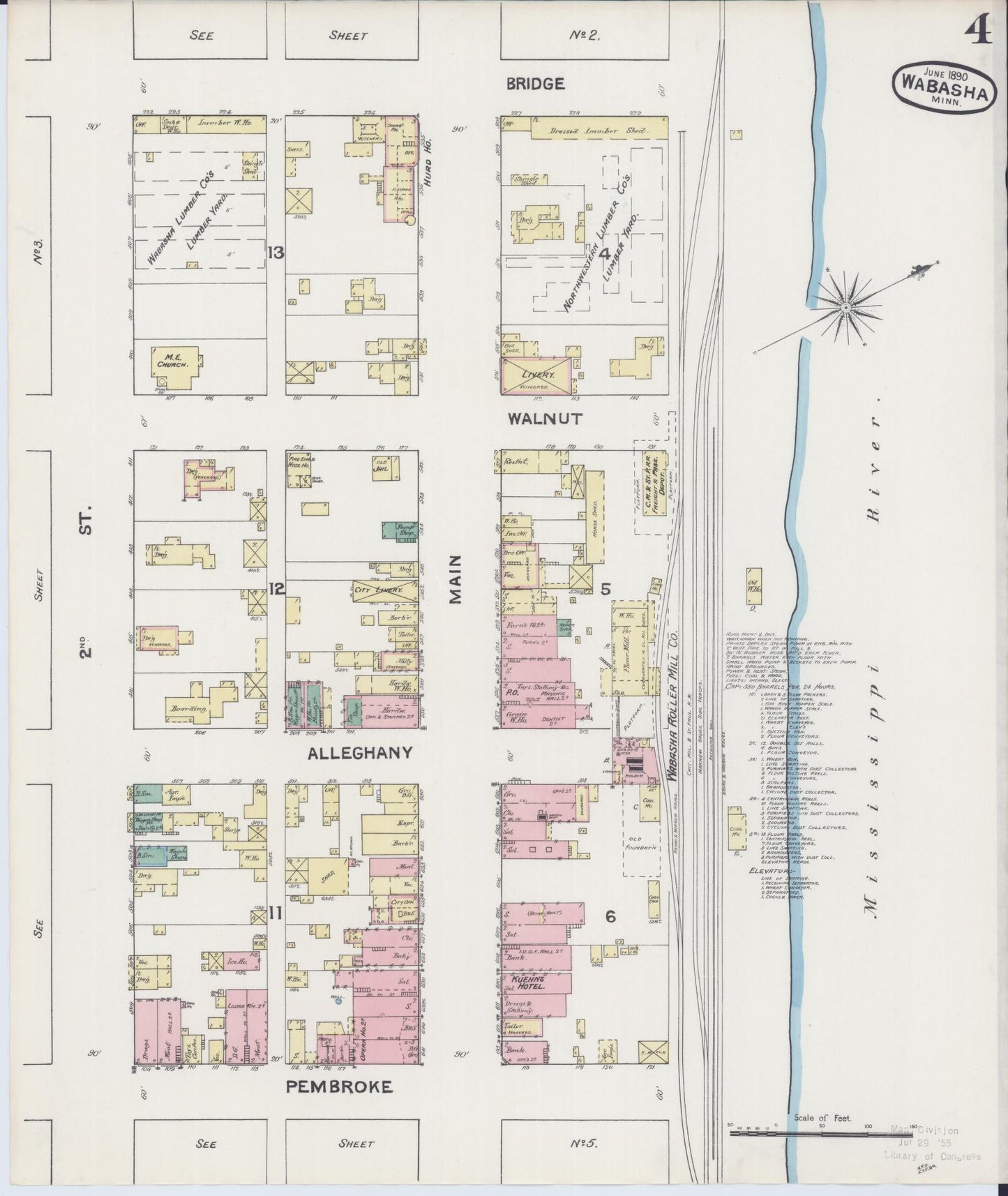 Sanborn Fire Insurance Map from Wabasha, Wabasha County, Minnesota (1890), Sheet #0004 - Complete Map Set gallery image, historic Sanborn map, vintage wall art, Minnesota Minnesota