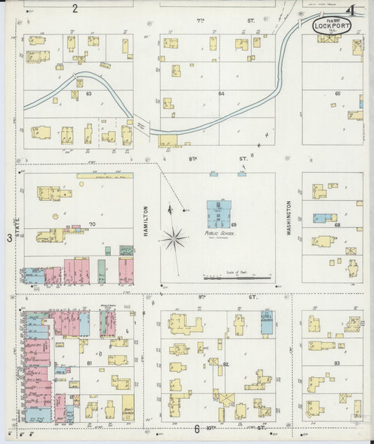 Sanborn Fire Insurance Map from Lockport, Will County, Illinois (1897), Sheet #0004 - Historic Sanborn Fire Insurance Map Print, vintage old map wall art, antique decor, genealogy gift, Illinois Illinois map