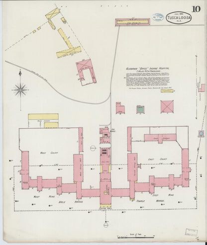 Sanborn Fire Insurance Map from Tuscaloosa, Tuscaloosa County, Alabama (1894), Sheet #0010 - Complete Map Set gallery image, historic Sanborn map, vintage wall art, Alabama Alabama