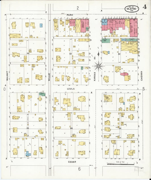 Sanborn Fire Insurance Map from Olathe, Johnson County, Kansas (1901), Sheet #0004 - Historic Sanborn Fire Insurance Map Print, vintage old map wall art, antique decor, genealogy gift, Kansas Kansas map