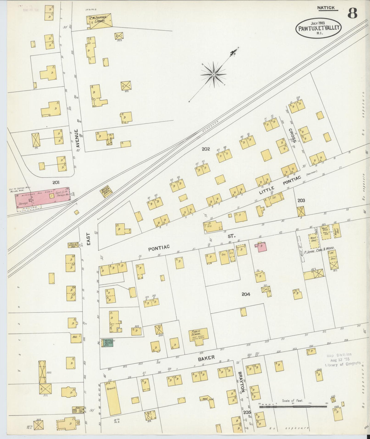 Sanborn Fire Insurance Map from Pawtuxet Valley, Kent and Providence Counties, Rhode Island (1903), Sheet #0008 - Historic Sanborn Fire Insurance Map Print, vintage old map wall art, antique decor, genealogy gift, Washington Washington map