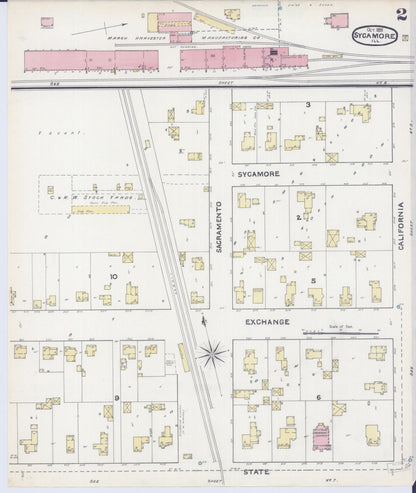 Sanborn Fire Insurance Map from Sycamore, De Kalb County, Illinois (1891), Sheet #0002 - Complete Map Set gallery image, historic Sanborn map, vintage wall art, Illinois Illinois