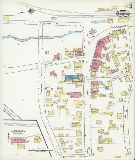 Sanborn Fire Insurance Map from Brewster, Putnam County, New York (1920), Sheet #0004 - Historic Sanborn Fire Insurance Map Print, vintage old map wall art, antique decor, genealogy gift, New York New York map