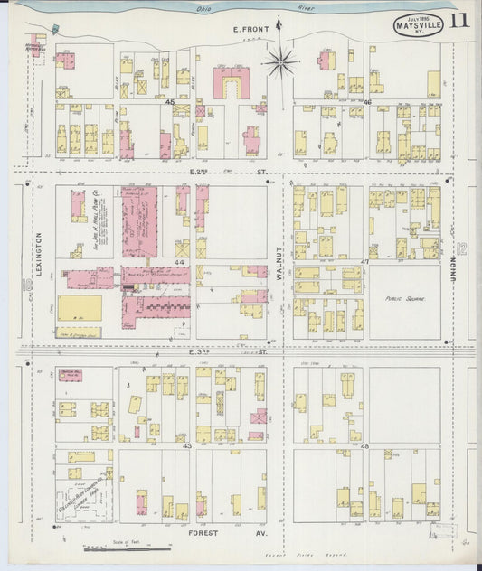 Sanborn Fire Insurance Map from Maysville, Mason County, Kentucky (1895), Sheet #0011 - Historic Sanborn Fire Insurance Map Print, vintage old map wall art, antique decor, genealogy gift, Kentucky Kentucky map