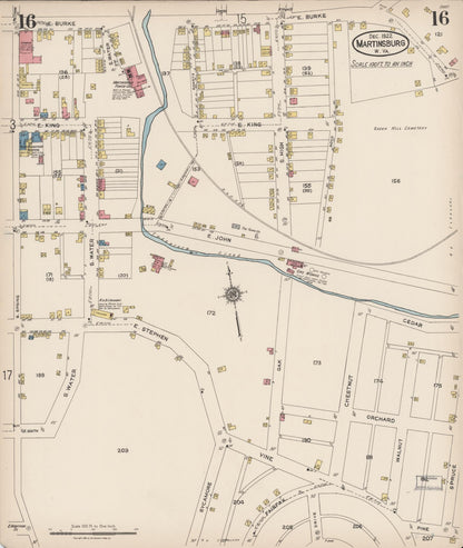 Sanborn Fire Insurance Map from Martinsburg, Berkeley County, West Virginia (1922), Sheet #0016 - Complete Map Set gallery image, historic Sanborn map, vintage wall art, West Virginia West Virginia