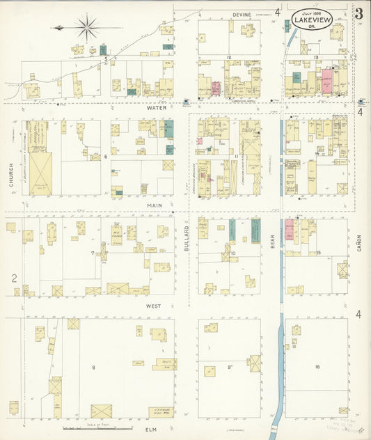 Sanborn Fire Insurance Map from Lakeview, Lake County, Oregon (1898), Sheet #0003 - Historic Sanborn Fire Insurance Map Print, vintage old map wall art, antique decor, genealogy gift, Oregon Oregon map