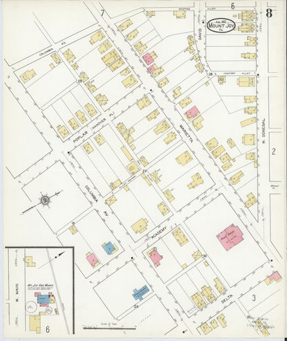 Sanborn Fire Insurance Map from Mount Joy, Lancaster County, Pennsylvania (1912), Sheet #0008 - Historic Sanborn Fire Insurance Map Print, vintage old map wall art, antique decor, genealogy gift, Pennsylvania Pennsylvania map