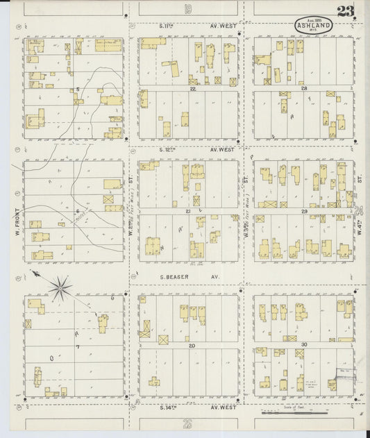Sanborn Fire Insurance Map from Ashland, Ashland County, Wisconsin (1895), Sheet #0023 - Historic Sanborn Fire Insurance Map Print, vintage old map wall art, antique decor, genealogy gift, Wisconsin Wisconsin map